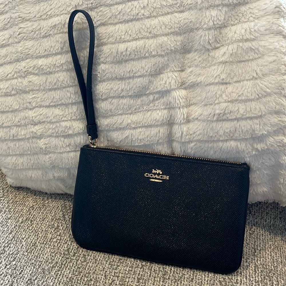 Coach signature canvas black wristlet